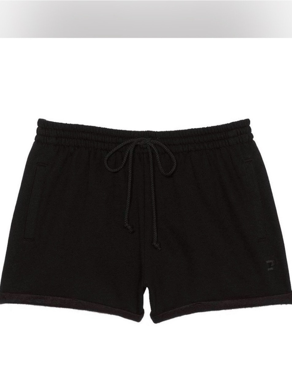 NWT VS PINK Size XL black campus fleece rolled hem shorts